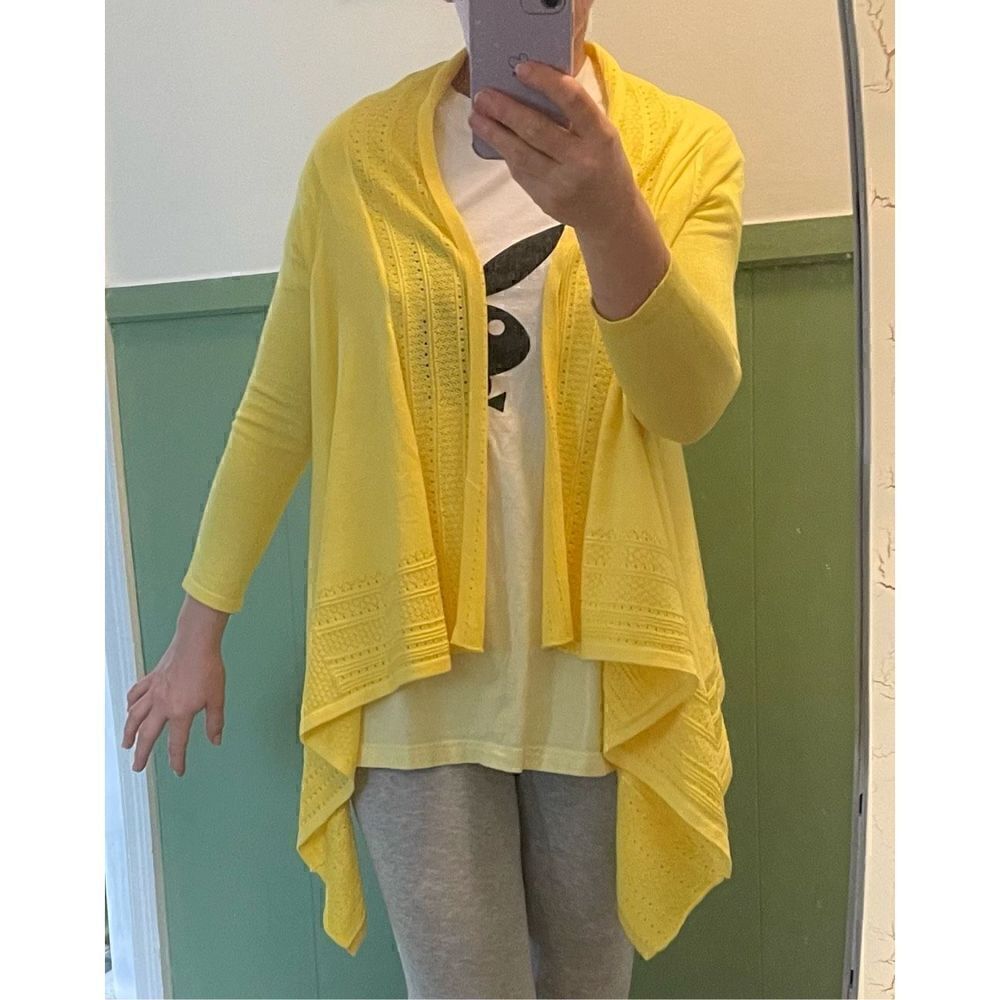 “cable & gauge” open front yellow cardigan
